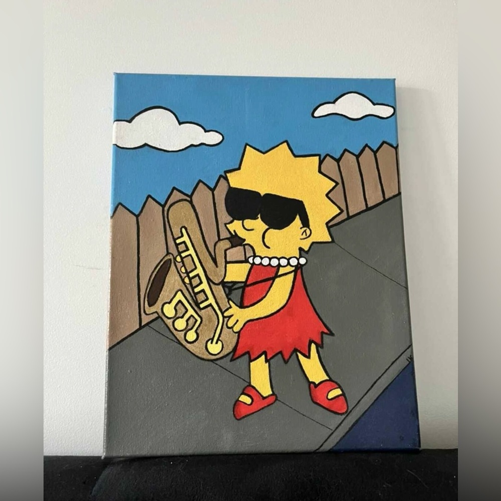 Lisa Simpson Playing Saxophone Painting